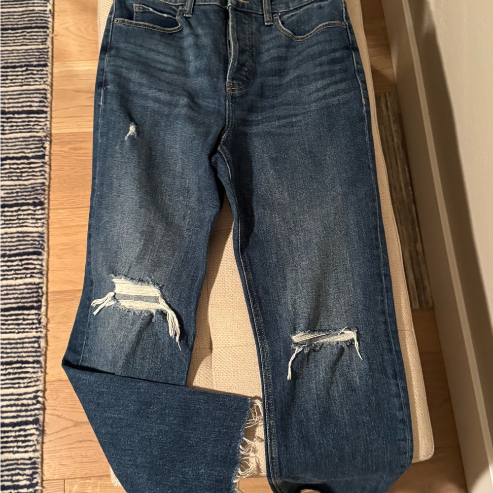 High-Waisted Button-Fly Women's Distressed Jeans